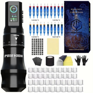 Kit de Tatuagem POSEIDON: Caneta de Alta Qualidade para Maquiagem Permanente e Tatuagens Profissionais