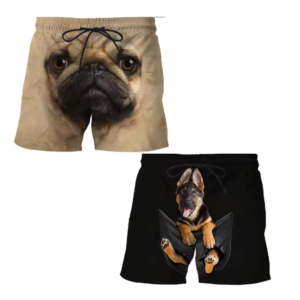 Calções Masculinos Estampados 3D com Padrão Animais - Cães