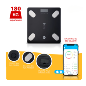 Balança de Bioimpedância Bluetooth + App com 12 funções